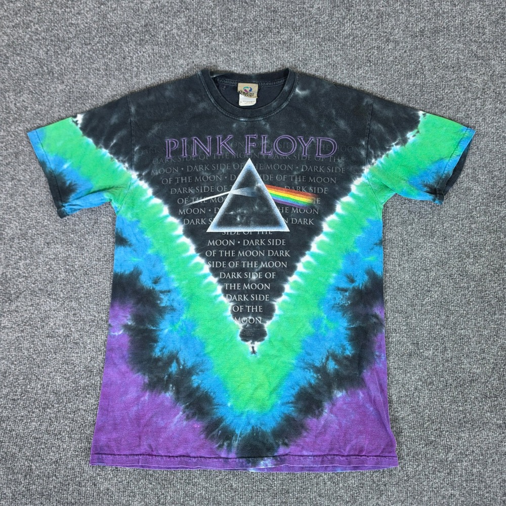 Liquid Blue Pink Floyd Dark Side of the Moon Tie Dye T-Shirt Mens Medium Flaw